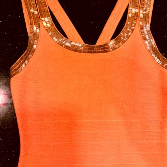 Marciano Coral Bodycon Dress with Silver Straps - Picture 10 of 11